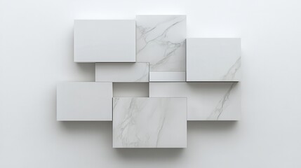 Abstract White Marble and Blank Cubes Background