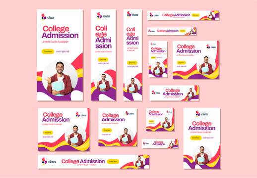College Admission Web Banner Ads Set Template