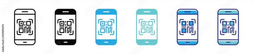 Poster scanning code icon set. contain payment, mobile payment, qr code, mobile phone payment qr code thin 