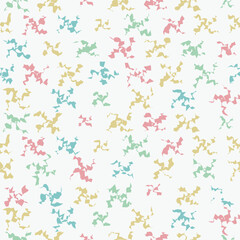 Seamless pattern with colorful abstract shapes scattered on white background, artistic design for kids fabric, stationery and wallpapers.