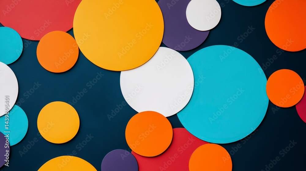 Poster colorful circles and shapes on dark background creating vibrant design for community event or gather