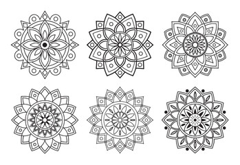 6 Minimalist Mandala Designs in EPS Format for Yoga and Decor