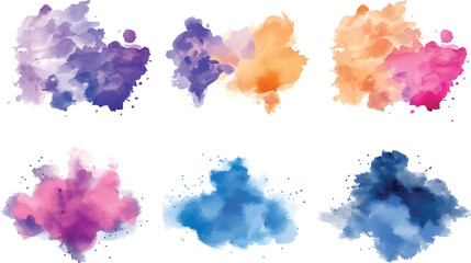 Blush pink watercolor stains Paint stropke washes Kit of splashes, Set of watercolor circles brash multicolored. watercolor on white background.