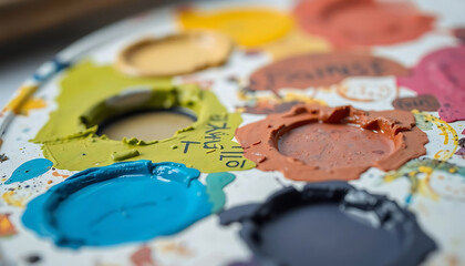 Naklejka premium close up of a palette of paint