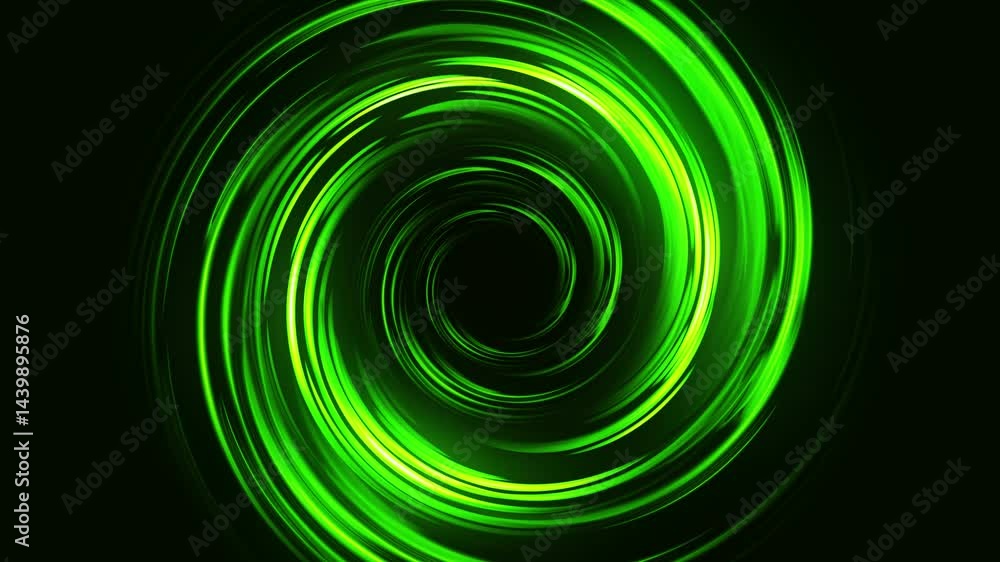 Poster bright green animated led tunnel. colorful effect of colored radial background. colored curves spira