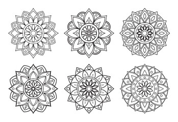 6 Minimalist Mandala Designs in EPS Format for Yoga and Decor