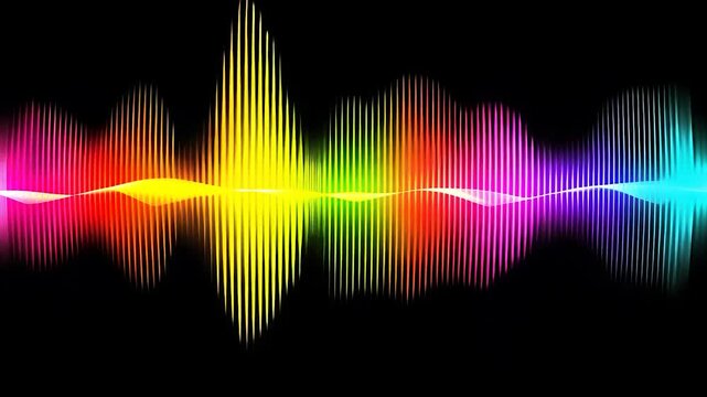 Colorful Audio Waves on Black Background