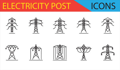 Transmission Line Tower Icons for Power Grid and Electrical Network Projects