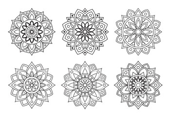 6 Minimalist Mandala Designs in EPS Format for Yoga and Decor
