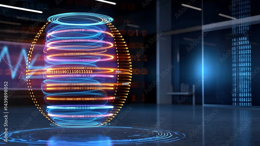Poster advanced holographic representation of energy patterns in a futuristic laboratory environment