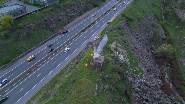 tatue of Eagle Yerevan - Sevan road Taken with a drone 