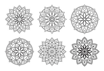 6 Minimalist Mandala Designs in EPS Format for Yoga and Decor