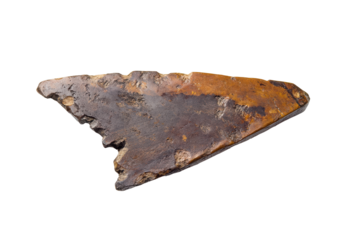 A detailed ancient arrowhead illustrating craftsmanship from early civilizations isolated against a white background