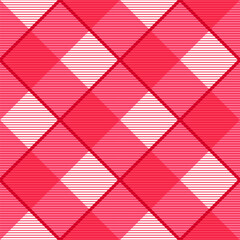 Pink Picnic Diagonal Checkered Plaids. Vector Seamless pattern for tablecloth, dress, skirt, napkin, or other.