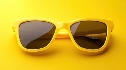 Bright yellow sunglasses on a yellow background