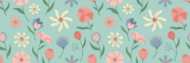 Gentle pastel floral pattern design