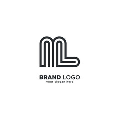 Modern Unique Letter M and L Monogram Logo with White Background.