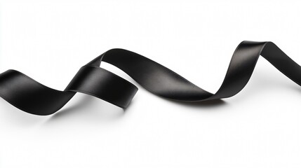 Elegant Black Ribbon on White Background for Stylish Designs