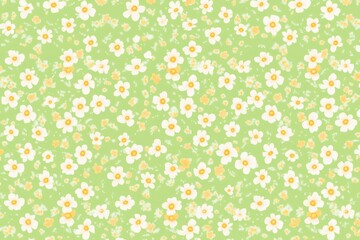 Fototapeta premium Delicate floral pattern on a pale green backdrop.