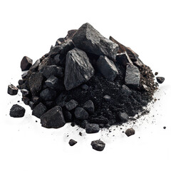 Obraz premium Pile of coal png stacked coal pieces png black coal rocks png fossil fuel coal pile png mining coal material png raw energy resource png white background image