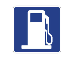 Gas Station Indication Traffic Sign for Directing to Nearby Fuel Services – High Quality Vectorial Stock Road Sign © Media Core Design