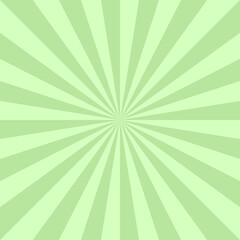 Green striped abstract cartoon background. Bright radial sunburst lines vector illustration. Retro geometric pattern for modern design and decoration