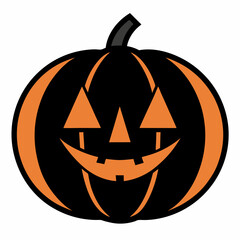 Fototapeta premium Classic Black Halloween Pumpkin Icon Vector Design for Spooky Celebrations