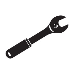 Adjustable Wrench Tool Silhouette Vector Illustration for Mechanical and Repair Tasks