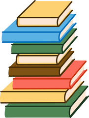 Stacked Books Simple Lineart