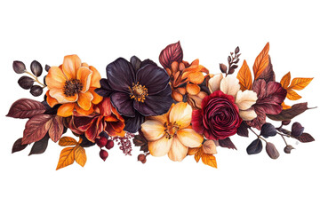 Beautiful autumn flower clipart in PNG format isolated on a clean white background for designers
