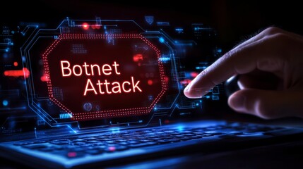 Cybersecurity Threat, Botnet Attack Warning, Network Security Breach, Digital Crime Concept