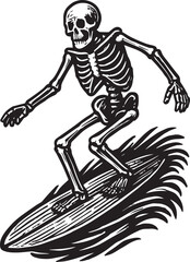 skeleton surfing vector illustration