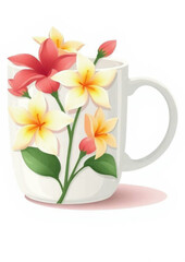  mug, plumeria flowers, tropical flowers, blooming flowers, elegant mug, 