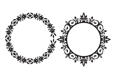 Elegant Floral Calligraphy Borders, Intricate Silhouette of Floral Calligraphy, Vintage Floral Border in Calligraphic Style, Sophisticated Calligraphic Floral Frame, Artistic Floral Silhouette Borders