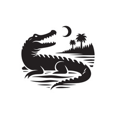 alligator vector silhouette clip art logo illustration