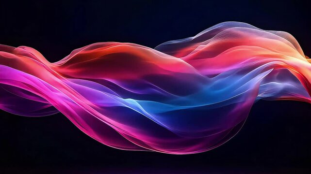 Vibrant Abstract digital art of colorful neon waves and liquid motion