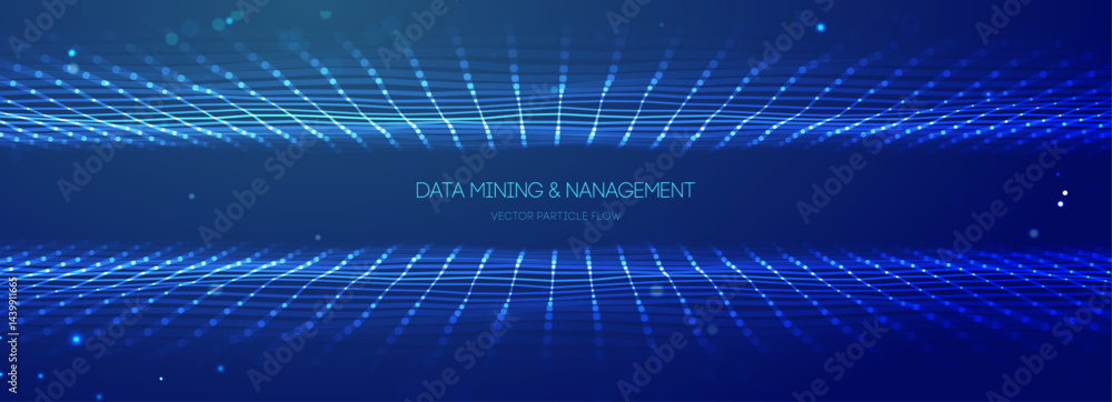 Fototapete Data AI background abstract network tech digital flow wave concept. Graphic line pattern science computer 3D vector illustration. Web stream mesh connection system cosmos backdrop synergy.