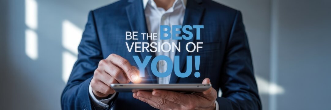 Motivational message displayed on a digital tablet.