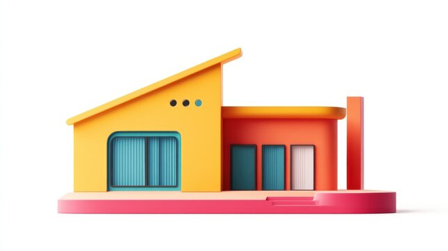 Colorful modern house, 3D model