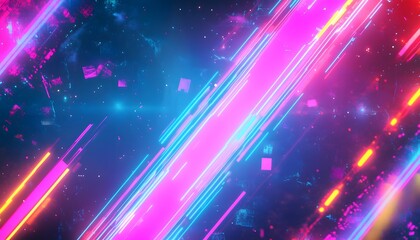 Abstract digital artwork featuring colorful bright lines in space