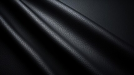 Draped Perforated Black Leather.