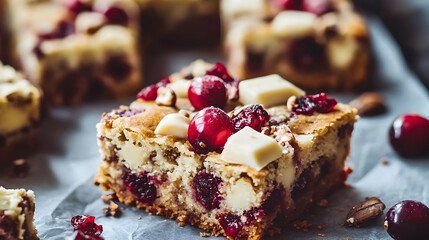 Cranberry Bliss Bars with White Chocolate and Pecans
