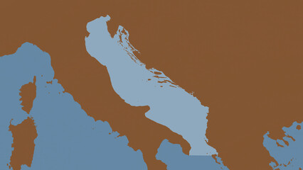 Adriatic Sea highlighted. Patterned map