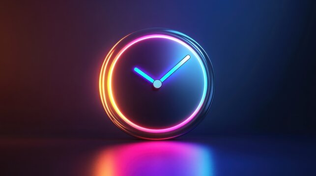 Neon clock displaying the time - Powered by Adobe