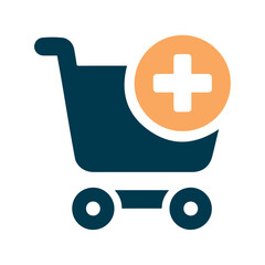 Shopping cart with plus icon design.