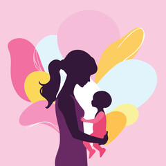 vector illustration of a mother and child