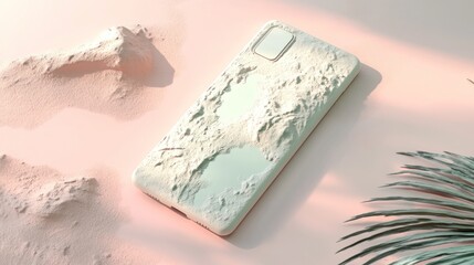 Modern phone case, textured design, light beige background