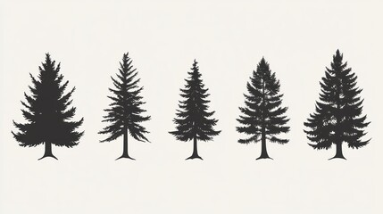 Obraz premium Silhouettes of Conifers, Vector Graphics