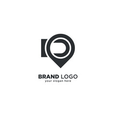 Obraz premium Creative Initial D Letter with Location Mark - Logo Design Concept.