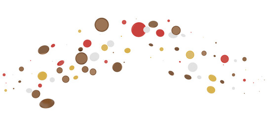 Multicolored paper confetti on transparent background. Realistic confetti flying. Colorful scattered items to holiday decorations.